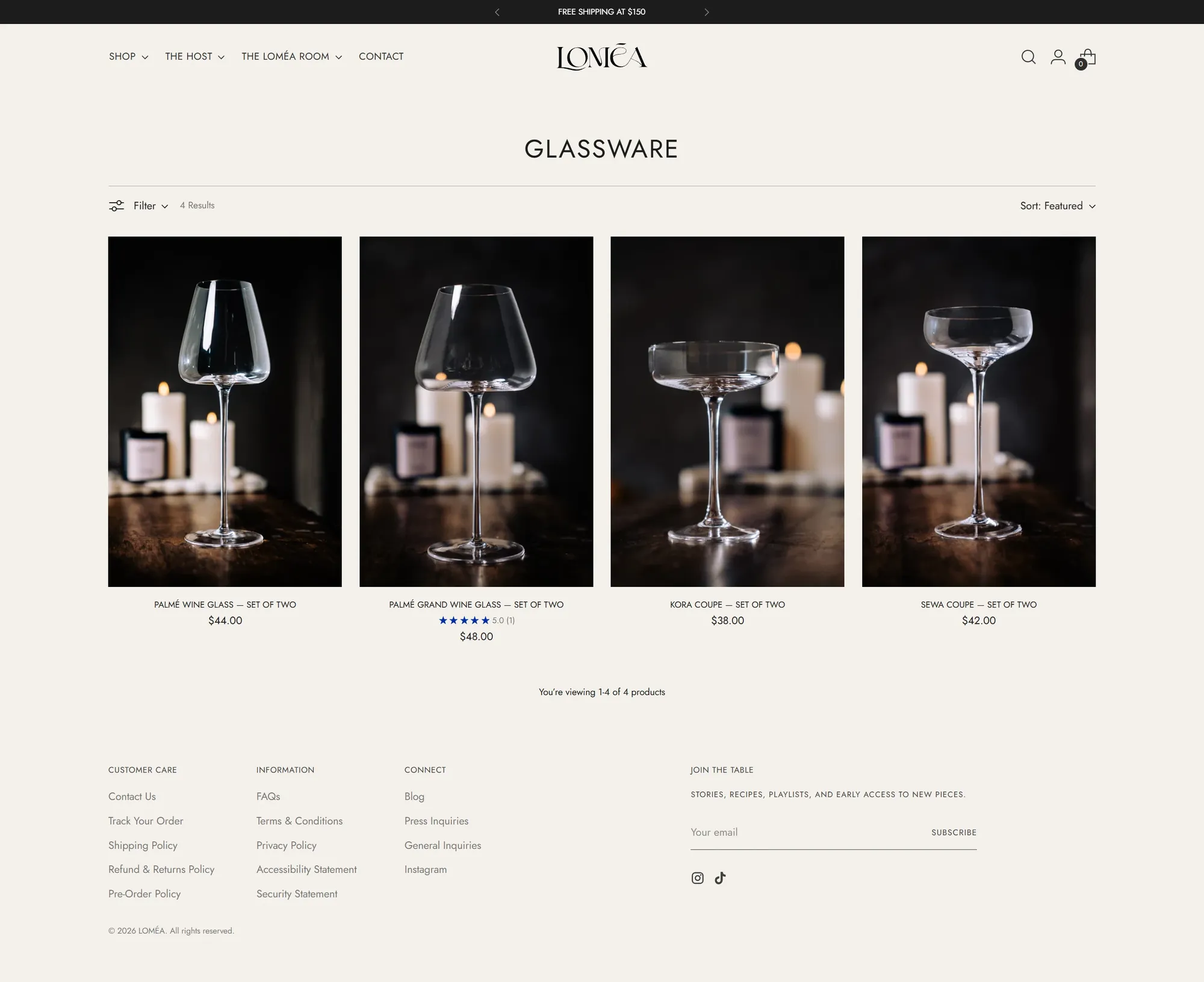 Loméa glassware collection